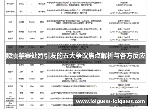 魏震禁赛处罚引发的五大争议焦点解析与各方反应